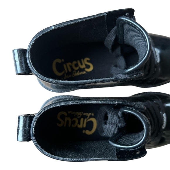 Sam Edelman Circus Black Shiny Rubber Lace Up Combat Boots, Size 6 - Picture 6 of 10